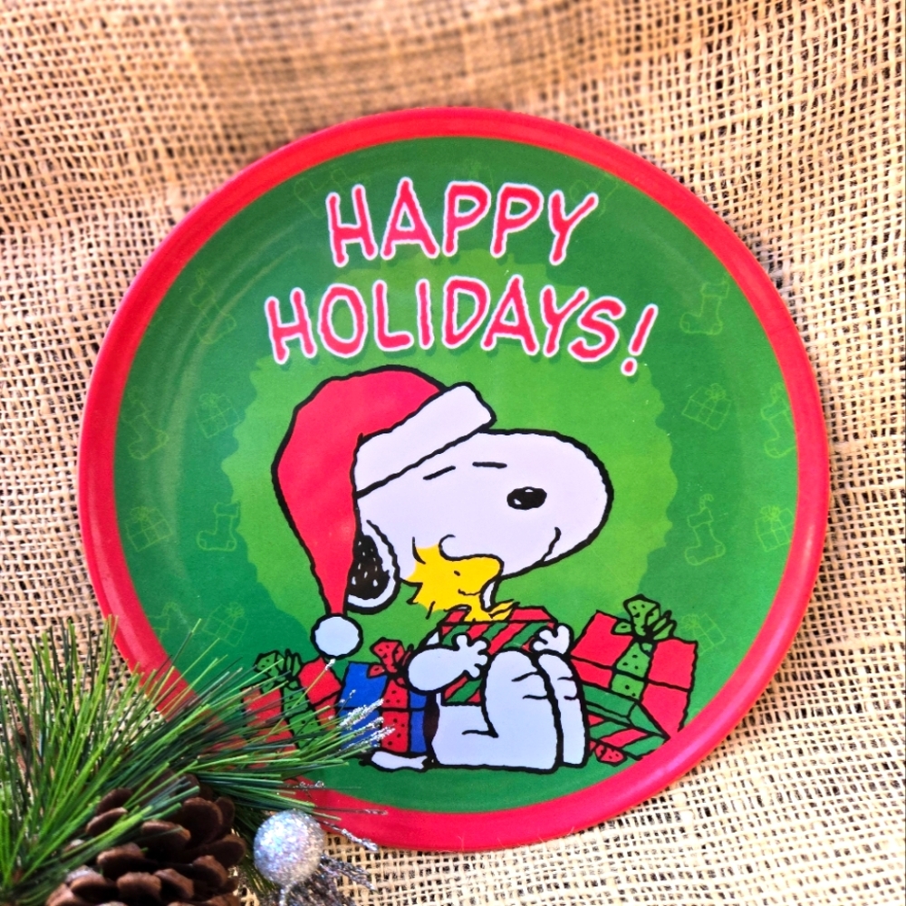 Peanuts - happy holidays plastic plate